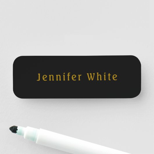 Calligraphie Elegant Retro Gold & Black Name Namensschild (Beispiel)
