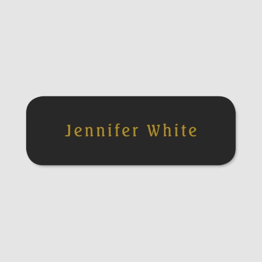 Calligraphie Elegant Retro Gold & Black Name Namensschild (Vorderseite)