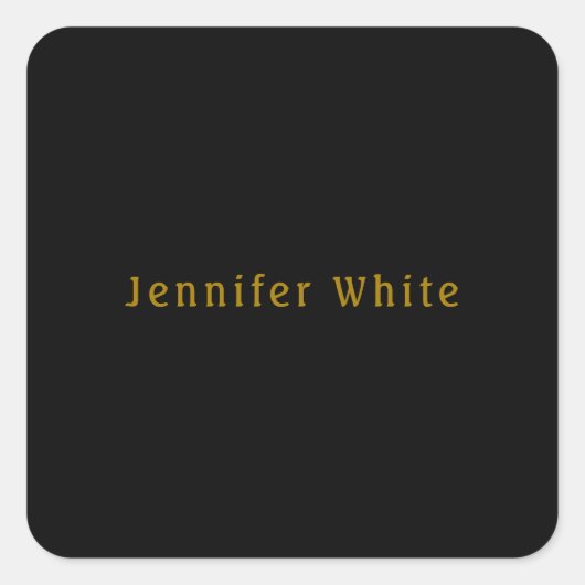 Calligraphie Elegant Retro Gold & Black Name Quadratischer Aufkleber (Vorderseite)