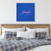 Calligraphie Elegant Rosa Blauer Individuelle Name Leinwanddruck (Insitu (Schlafzimmer))