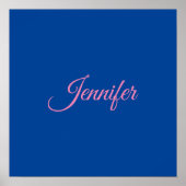 Calligraphie Elegant Rosa Blauer Individuelle Name Poster (Vorne)