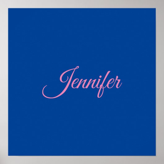 Calligraphie Elegant Rosa Blauer Individuelle Name Poster (Vorne)