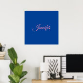 Calligraphie Elegant Rosa Blauer Individuelle Name Poster (Heimbüro)