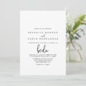 Calligraphie Elegant Script Spanish Wedding Einladung (Stehend Vorderseite)