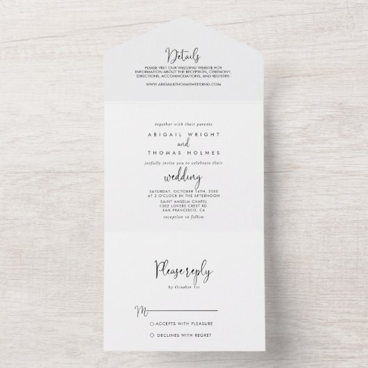 Calligraphie Elegant Script Wedding   All In One Einladung (Innen Boden)