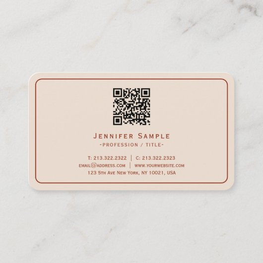 Calligraphie Elegant Terracotta Luxuriöse Seide Visitenkarte (Rückseite)