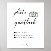 Calligraphie Elegant Wedding Foto Gästebuchuntersc Poster (Vorne)