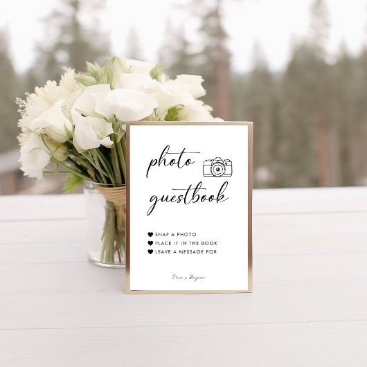 Calligraphie Elegant Wedding Foto Gästebuchuntersc Poster