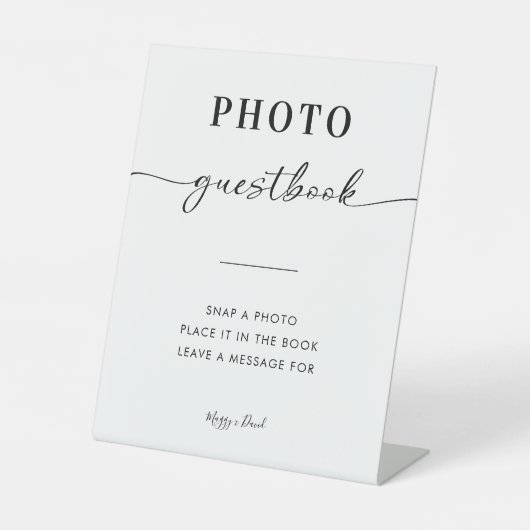 Calligraphie Elegant Wedding Foto Gästebuchuntersc Sockelschild (Vorderseite)