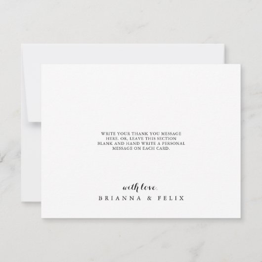 Calligraphie Elegant Winter Floral Flat Wedding Dankeskarte (Rückseite)