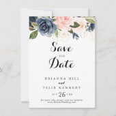 Calligraphie Elegant Winter Floral Wedding Save The Date (Vorderseite)