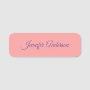 Calligraphie Elegante Pastel Personalisierter Name Namensschild