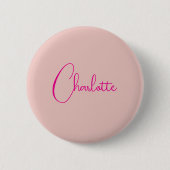 Calligraphie Elegante Rose Gold Schlichter Name Button (Vorderseite)