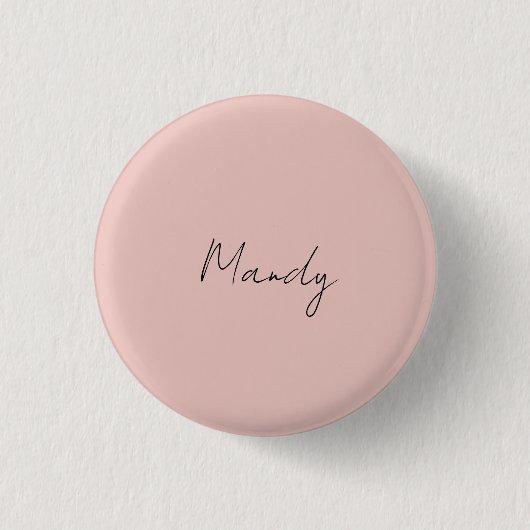 Calligraphie Elegante Rose Gold Schlichter Name Button (Vorderseite)