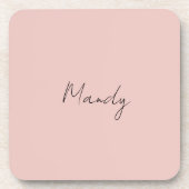 Calligraphie Elegante Rose Gold Schlichter Name Getränkeuntersetzer (Vorderseite)