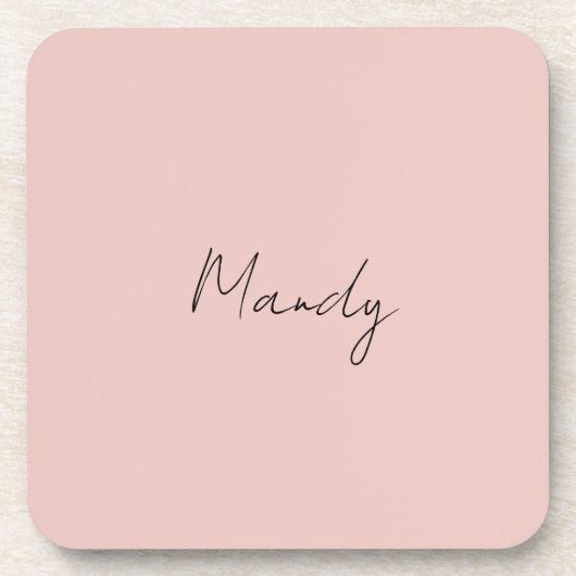 Calligraphie Elegante Rose Gold Schlichter Name Getränkeuntersetzer (Vorderseite)