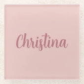 Calligraphie Elegante Rose Gold Schlichter Name Glasuntersetzer (Vorderseite)