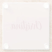 Calligraphie Elegante Rose Gold Schlichter Name Glasuntersetzer (Rückseite)