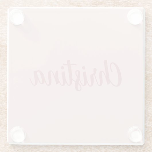 Calligraphie Elegante Rose Gold Schlichter Name Glasuntersetzer (Rückseite)