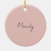 Calligraphie Elegante Rose Gold Schlichter Name Keramik Ornament (Hinten)