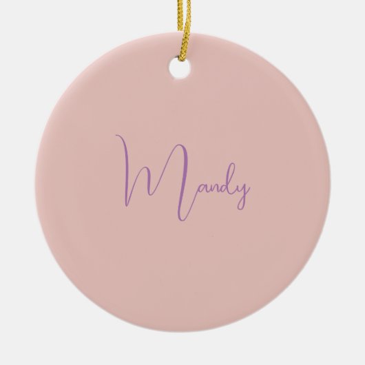 Calligraphie Elegante Rose Gold Schlichter Name Keramik Ornament (Vorne)