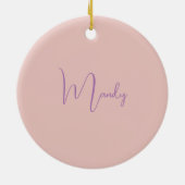 Calligraphie Elegante Rose Gold Schlichter Name Keramik Ornament (Hinten)