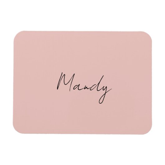 Calligraphie Elegante Rose Gold Schlichter Name Magnet (Horizontal)