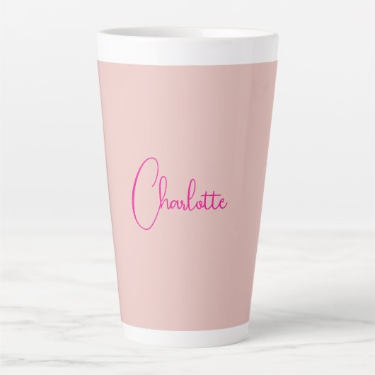 Calligraphie Elegante Rose Gold Schlichter Name Milchtasse (Vorderseite)