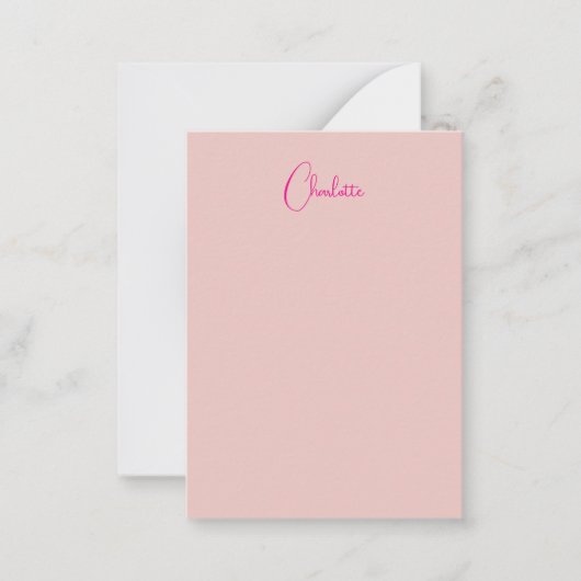 Calligraphie Elegante Rose Gold Schlichter Name Mitteilungskarte (Vorderseite)