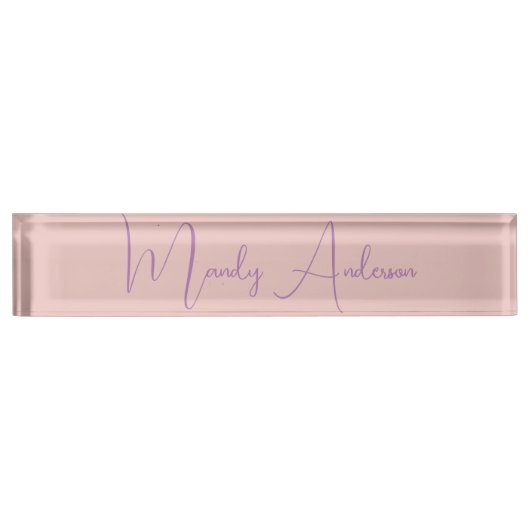 Calligraphie Elegante Rose Gold Schlichter Name Namensplakette (Vorderseite)