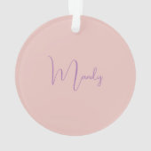 Calligraphie Elegante Rose Gold Schlichter Name Ornament (Rückseite)