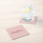 Calligraphie Elegante Rose Gold Schlichter Name Rechteckiger Pappuntersetzer (Vor Ort)