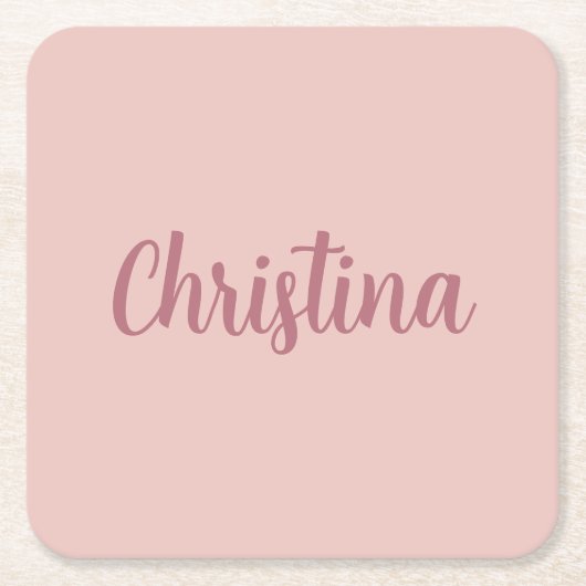 Calligraphie Elegante Rose Gold Schlichter Name Rechteckiger Pappuntersetzer (Vorderseite)