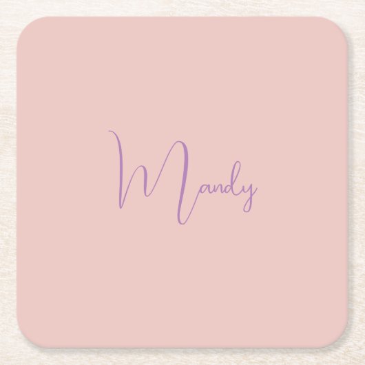 Calligraphie Elegante Rose Gold Schlichter Name Rechteckiger Pappuntersetzer (Vorderseite)