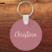 Calligraphie Elegante Rose Gold Schlichter Name Schlüsselanhänger (Rückseite)