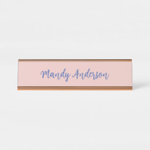 Calligraphie Elegante Rose Gold Schlichter Name Schreibtischnamensplakette