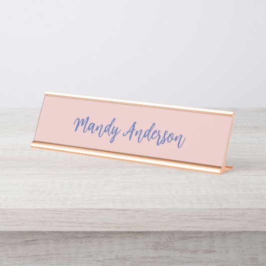 Calligraphie Elegante Rose Gold Schlichter Name Schreibtischnamensplakette (Vorderseite )