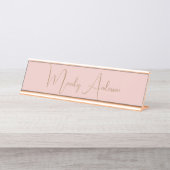 Calligraphie Elegante Rose Gold Schlichter Name Schreibtischnamensplakette (Vorderseite )