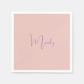 Calligraphie Elegante Rose Gold Schlichter Name Serviette (Vorderseite)