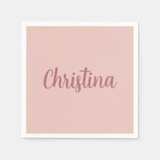 Calligraphie Elegante Rose Gold Schlichter Name Serviette (Vorderseite)