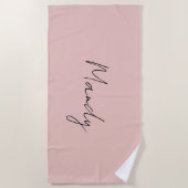 Calligraphie Elegante Rose Gold Schlichter Name Strandtuch (Vorderseite)