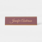 Calligraphie Elegante Weinfarbe Personalisierter N Schreibtischnamensplakette (Vorderseite )