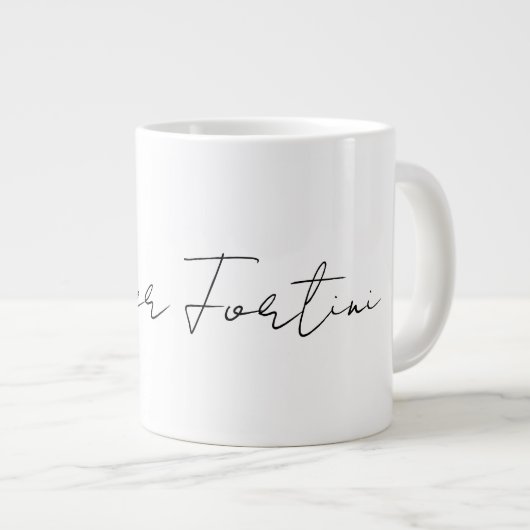 Calligraphie Eleganto Schlichte Schwarz & Weiß Ein Jumbo-Tasse (Vorderseite Rechts)