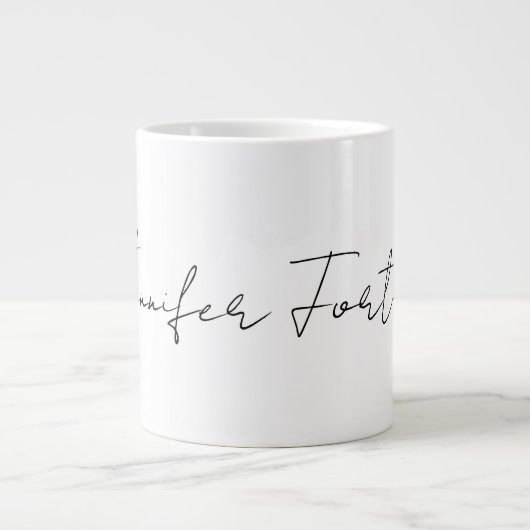 Calligraphie Eleganto Schlichte Schwarz & Weiß Ein Jumbo-Tasse (Vorderseite)