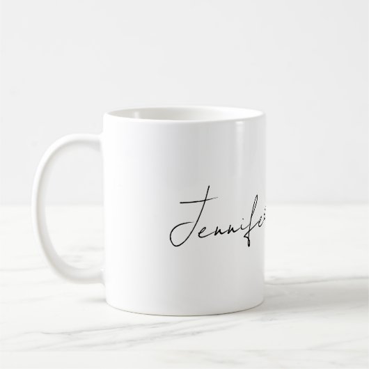 Calligraphie Eleganto Schlichte Schwarz & Weiß Ein Kaffeetasse (Links)