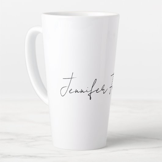 Calligraphie Eleganto Schlichte Schwarz & Weiß Ein Milchtasse (Linke Ecke)