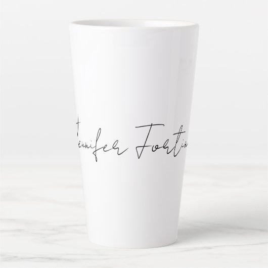 Calligraphie Eleganto Schlichte Schwarz & Weiß Ein Milchtasse (Vorderseite)