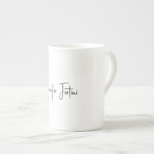 Calligraphie Eleganto Schlichte Schwarz & Weiß Ein Porzellantasse (Vorderseite Rechts)