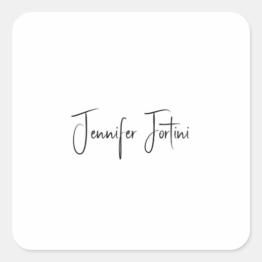 Calligraphie Eleganto Schlichte Schwarz & Weiß Ein Quadratischer Aufkleber (Vorderseite)