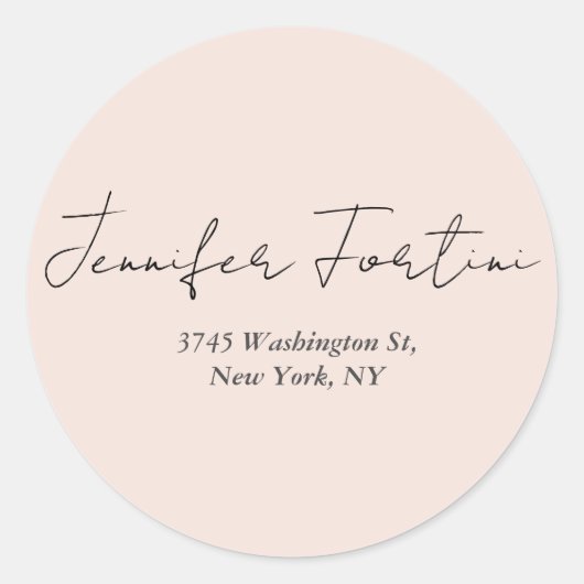 Calligraphie Eleganto Schlichte Schwarz & Weiß Ein Runder Aufkleber (Vorderseite)